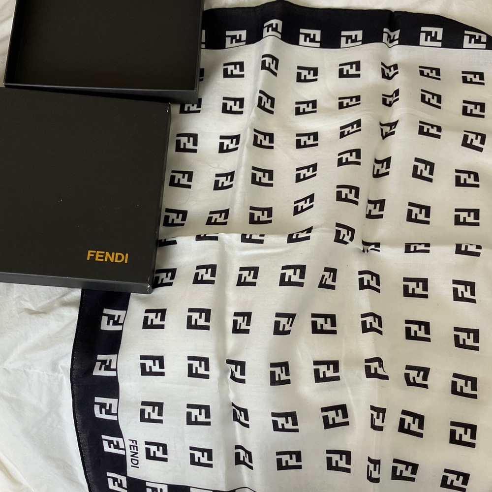 Fendi Monogram Black and White scarf